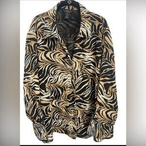 Milano Women Animal Print Blouse Top Sz(3X)